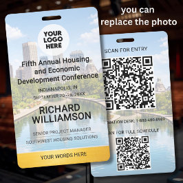 Crachá Localização Logotipo QR de Foto Substituível Confe