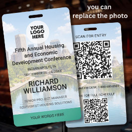 Crachá Localização Logotipo QR de Foto Substituível Confe