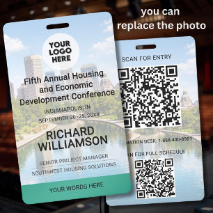 Crachá Localização Logotipo QR de Foto Substituível Confe