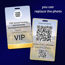 Crachá Location Replaceable Photo QR Logo Conference