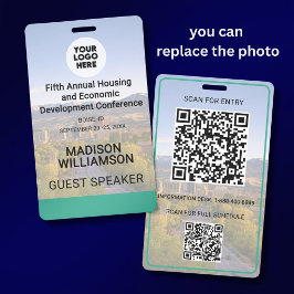 Crachá Location Replaceable Photo QR Logo Conference