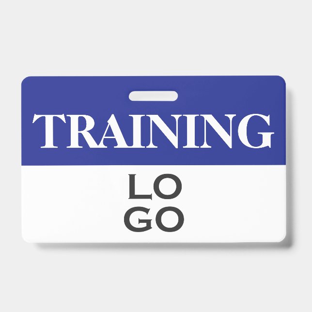 Crachá Logotipo Azul da Empresa Personalizado para Funcio (Frente)
