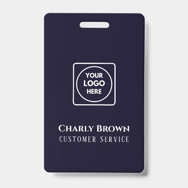 Crachá Logotipo Azul Marinho | ID de Funcionário Profissi (Frente)
