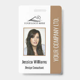 Crachá Logotipo Básico da Empresa Foto Brown Segurança do