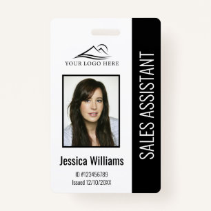 Crachá Logotipo Básico da Empresa Foto Preta Segurança do