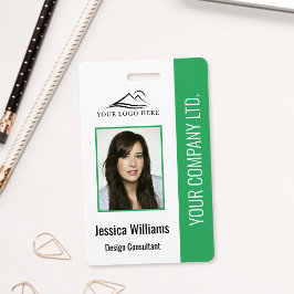 Crachá Logotipo Básico da Empresa Foto Verde Segurança do