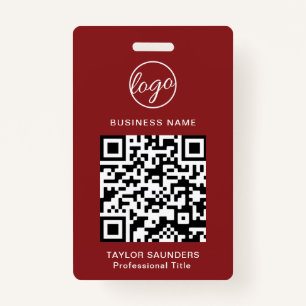 Crachá Logotipo Borgonha Personalizado Código QR ID do fu