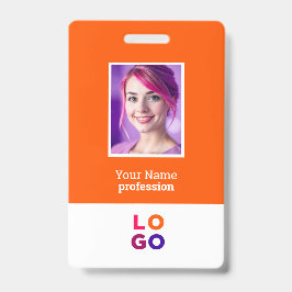 Crachá Logotipo comercial corporativo, foto, código Qr, I