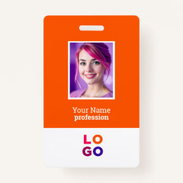 Crachá Logotipo comercial corporativo, foto, código Qr, I