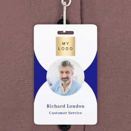 Crachá Logotipo comercial do código QR do marinho azul-ar