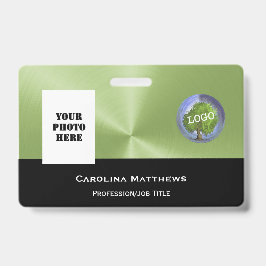 Crachá Logotipo comercial - Preto verde para fotos