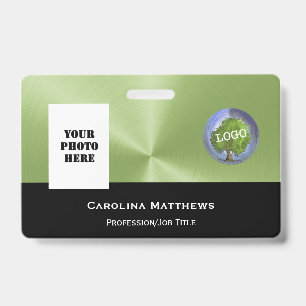 Crachá Logotipo comercial - Preto verde para fotos
