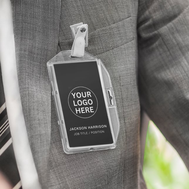 Crachá Logotipo comercial profissional para ID do funcion (Criador carregado)