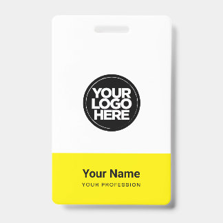 Crachá Logotipo da Empresa Amarela Nome Título Código de