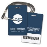 Crachá Logotipo da empresa com o código do Bar do primeir<br><div class="desc">Você pode alterar a cor de fundo. Um design básico de negócios que destaca os logotipos de seu escritório e o nome do funcionário.</div>