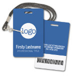 Crachá Logotipo da empresa com o código do Bar do primeir<br><div class="desc">Você pode alterar a cor de fundo. Um design básico de negócios que destaca os logotipos de seu escritório e o nome do funcionário.</div>