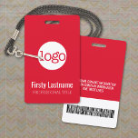 Crachá Logotipo da empresa com o código do Bar do primeir<br><div class="desc">Você pode alterar a cor de fundo. Um design básico de negócios que destaca os logotipos de seu escritório e o nome do funcionário.</div>