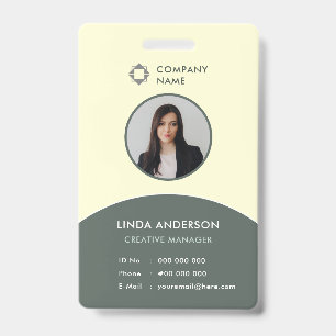 Crachá Logotipo da Empresa de Foto ID de Funcionário Verd