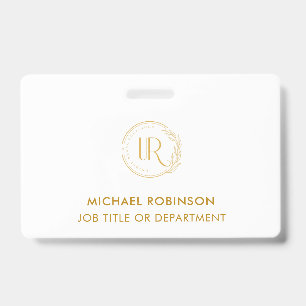 Crachá Logotipo da Empresa Gold Script ID Personalizado p