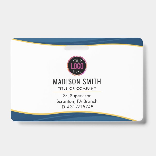 Crachá Logotipo da Empresa ID Funcionário Equipe Minimali (Frente)