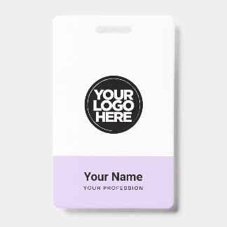 Crachá Logotipo da Empresa Lilás Roxo Nome Título Código