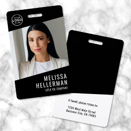 Crachá Logotipo da empresa minimalista em branco preto ID