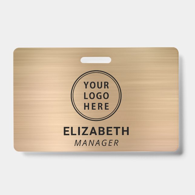 Crachá Logotipo da Empresa Nome Dourado (Frente)