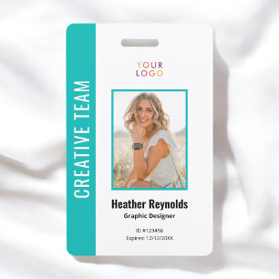 Crachá Logotipo da Foto do Funcionário Emblema Turquesa