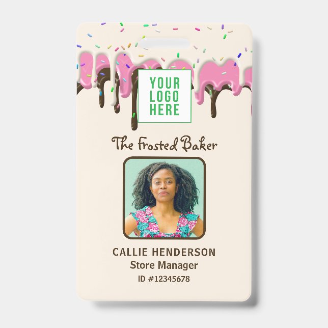 Crachá Logotipo da padaria do glacé para empresas (Frente)