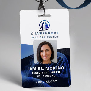 Crachá Logotipo de Assistência Médica Foto Azul de DNA En