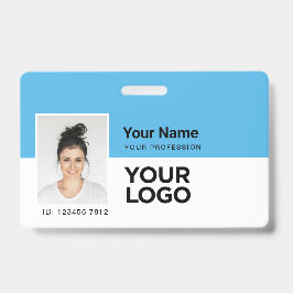 Crachá Logotipo de barra de fotos ou código Qr azul claro