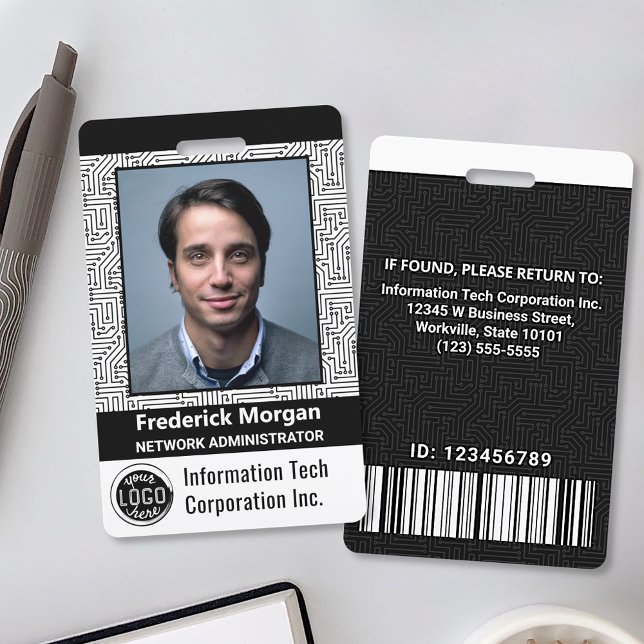 Crachá Logotipo de Código de Barras de Foto de Funcionári (Criador carregado)