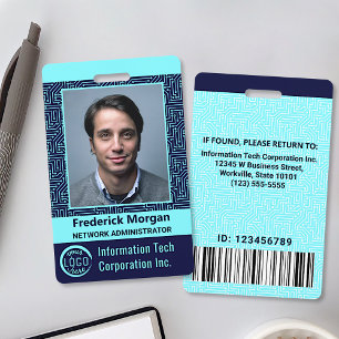 Crachá Logotipo de Código de Barras de Foto Personalizada
