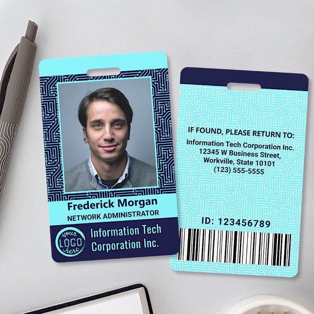 Crachá Logotipo de Código de Barras de Foto Personalizada (Criador carregado)