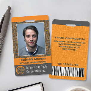 Crachá Logotipo de Código de Barras de Foto Personalizado