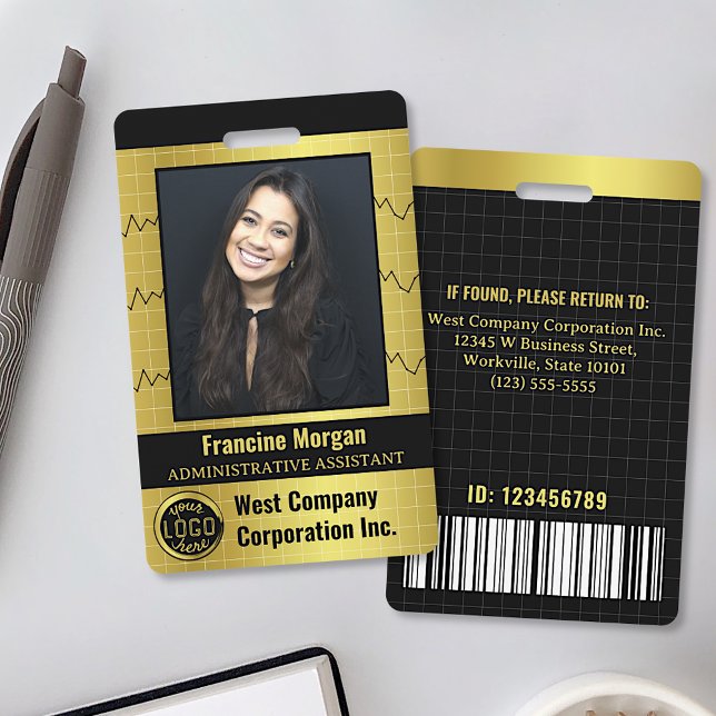 Crachá Logotipo de Código de Barras de Foto Personalizado (Criador carregado)