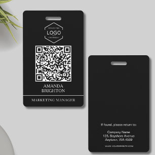Crachá Logotipo de código QR moderno preto e branco para 