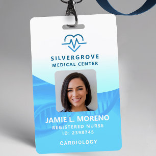 Crachá Logotipo de coração médico de saúde Aqua Photo Nur