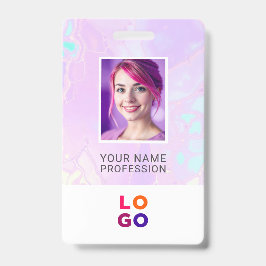 Crachá Logotipo de empresa Lumina Opal, Foto, Código Qr, 