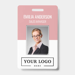 Crachá Logotipo de empresa personalizado - cor-de-rosa fo