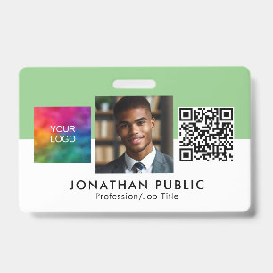 Crachá Logotipo de Empresa QR Code de Identificação Moder