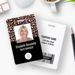 Crachá Logotipo de foto Código de barras Rosa Dourado pre