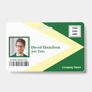 Crachá Logotipo de Foto Código de Barras Verde Branco Ama
