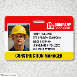 Crachá Logotipo de foto de ID de segurança de construção 