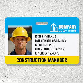 Crachá Logotipo de foto de ID de segurança de construção 