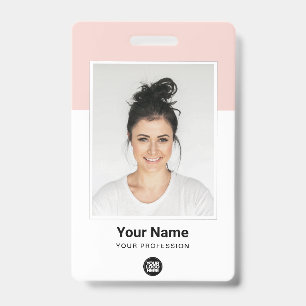 Crachá Logotipo de Foto Grande Funcionário Rosa Personali