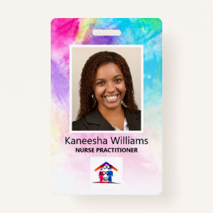 Crachá Logotipo de Foto para Enfermeiro Púrpura Azul