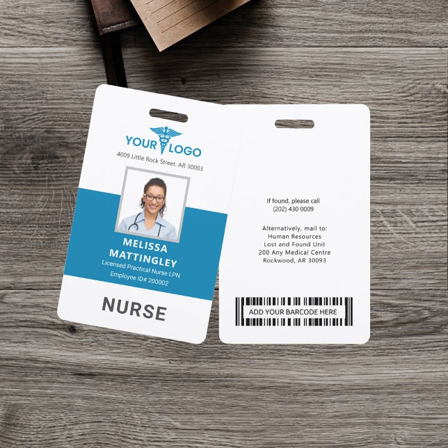Crachá Logotipo de funcionário do hospital personalizado  (Medical Assistant Employee Photo ID Badge)