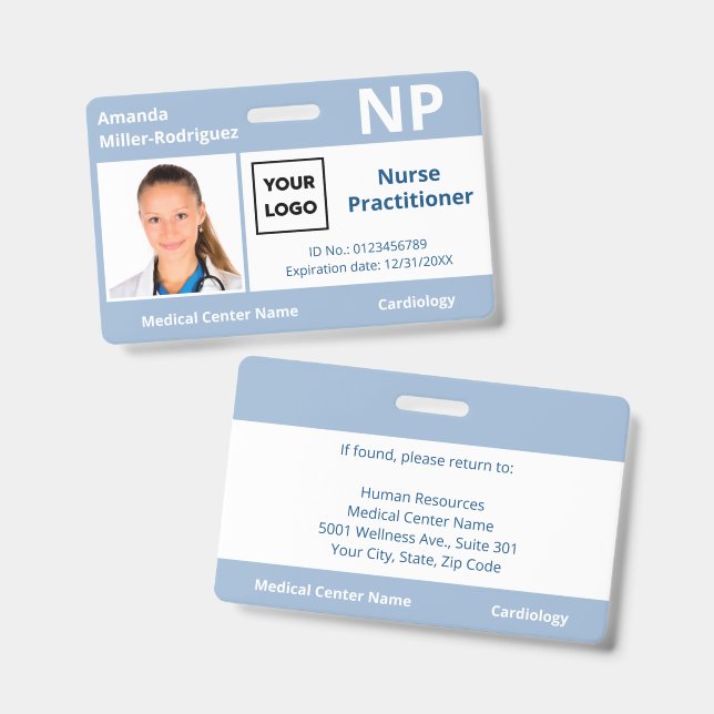 Crachá Logotipo de Funcionário Personalizado de Hospital  (Frente e verso)