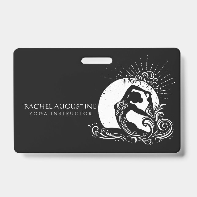 Crachá Logotipo de ganha preto branco-rei, com uma perna, (Frente)